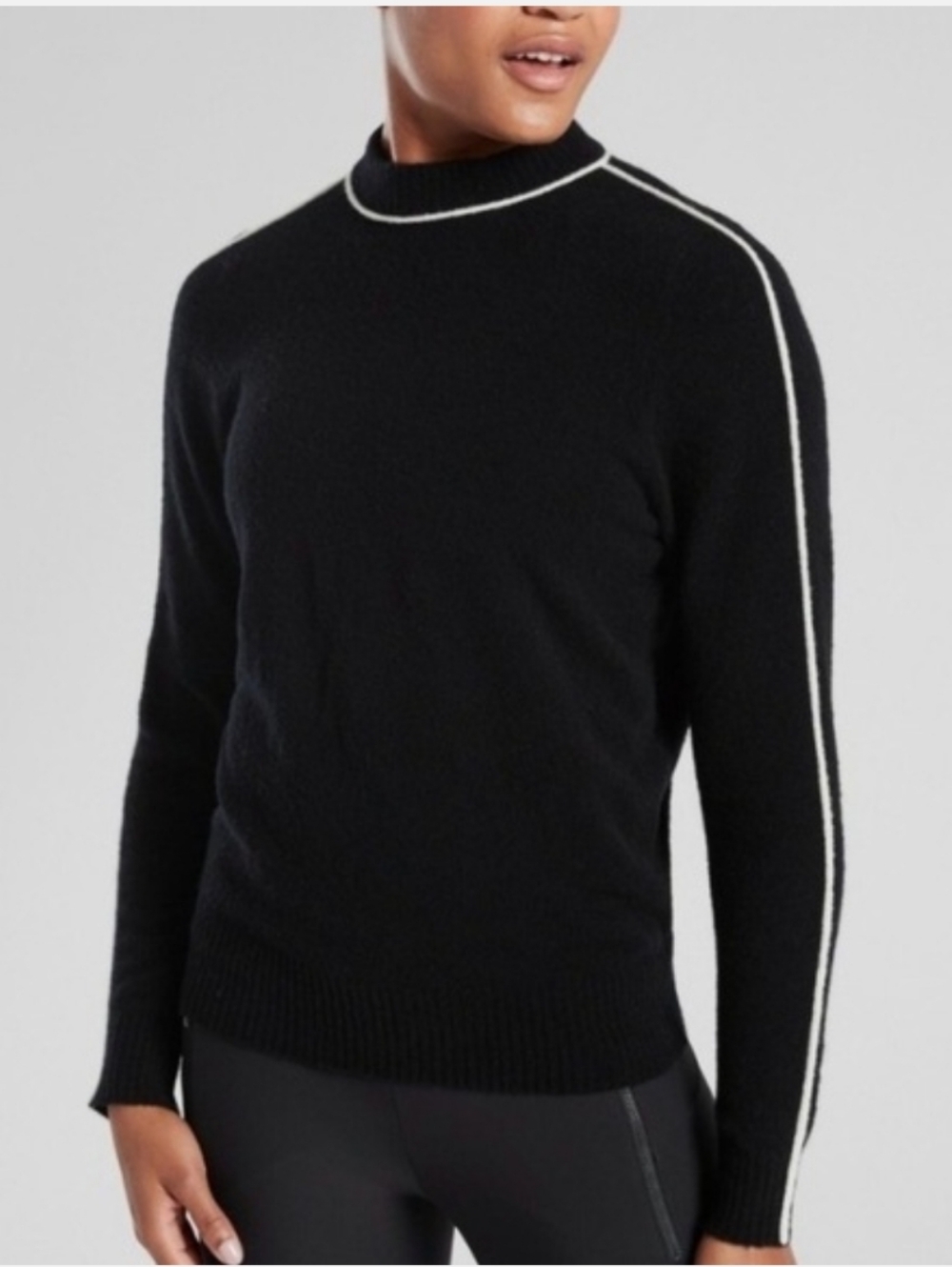 Athleta | Transit Merino Wool Pullover Sweater | Black/White | Size Small